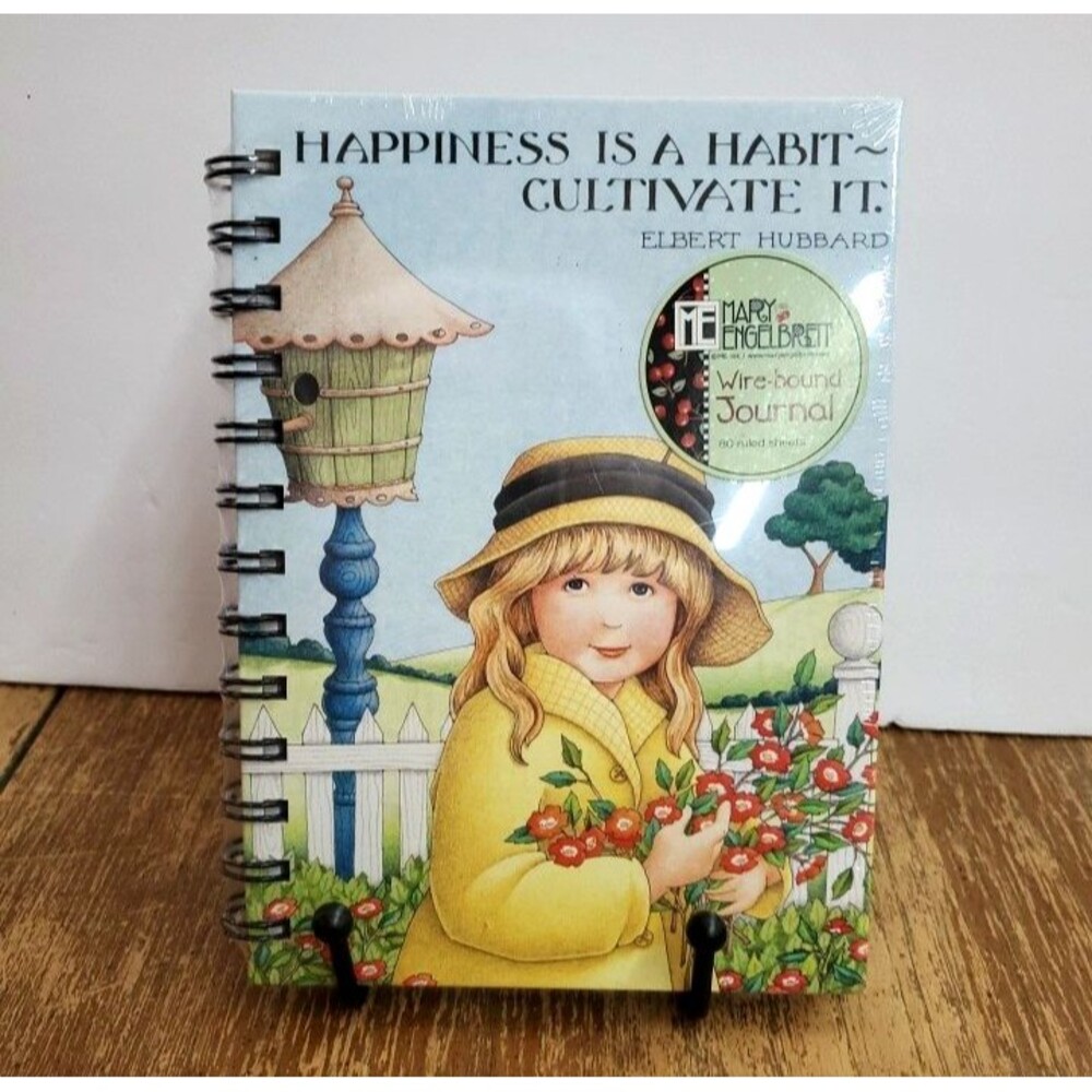 Vintage Mary Engelbreit Spiral Hardcover Notebook Journal Happiness Is A Habit